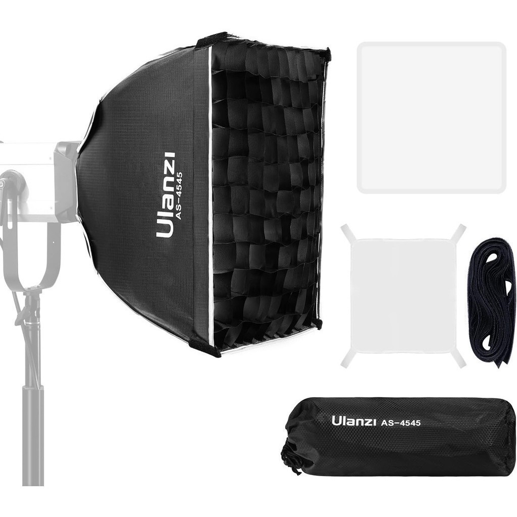 Ulanzi AS-4545 Softbox 45x45CM โคมร่ม 4 เหลี่ยม พร้อมกริด แบบ Bowen Mount สำหรับไฟสตูดิโอ ไฟแฟลช