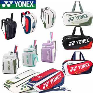 YONEX กระเป๋าแบดมินตันชายและหญิงกระเป๋าเป้สะพายหลังกีฬากระเป๋าเป้สะพายหลังสีแดงคู่