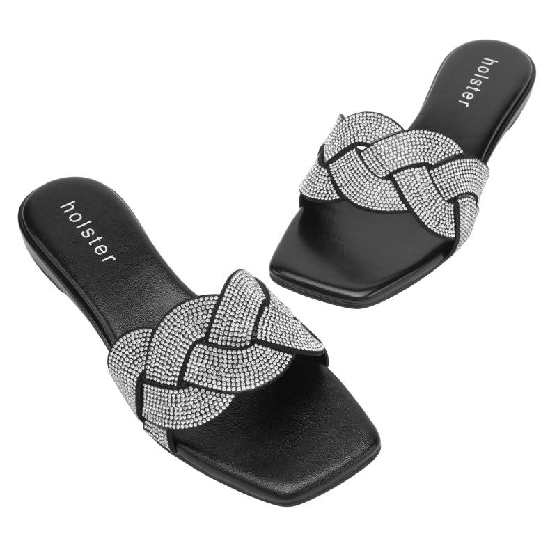 Holster Anastasia Low Wedge Black  HST461BL รองเท้าแตะส้นสูง
