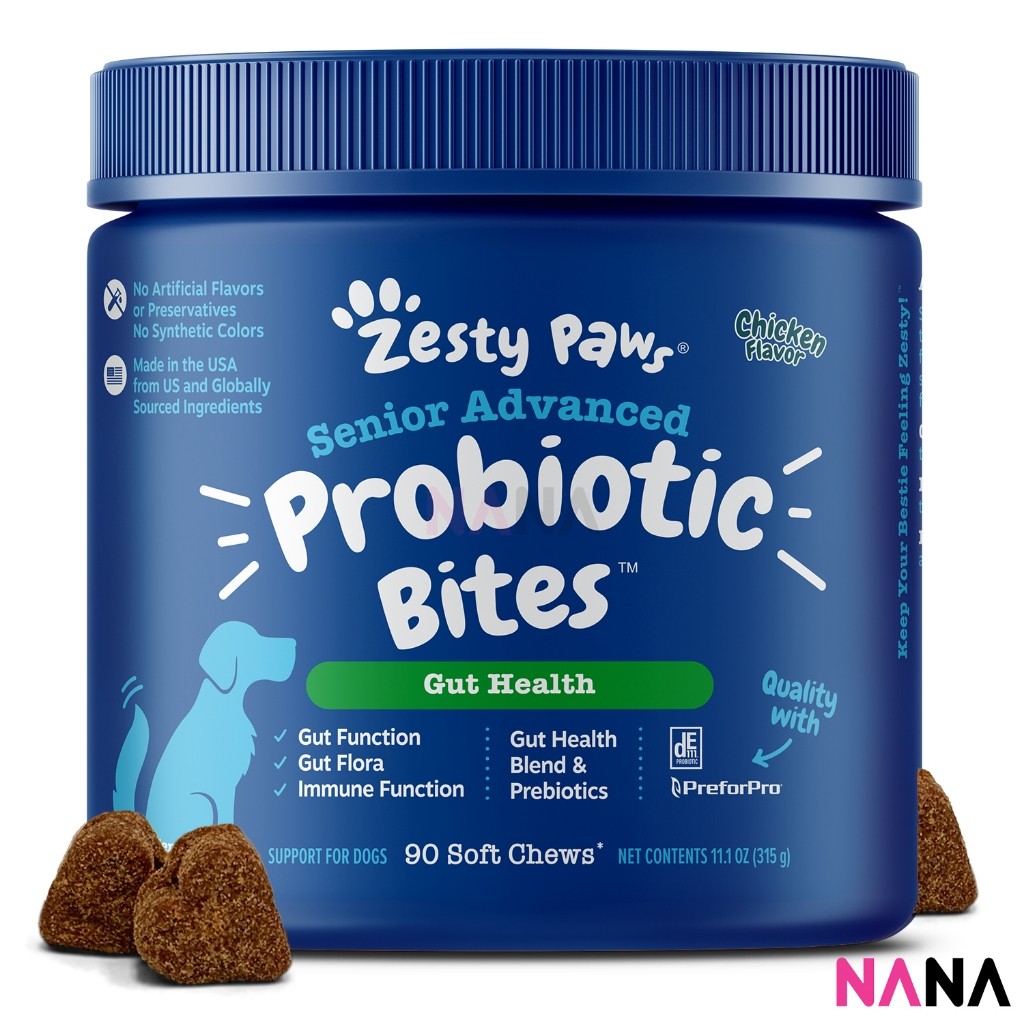 Zesty Paws Senior Advanced Probiotic Bites Chicken Flavor 90 Soft Chews (EXP:08 2026)