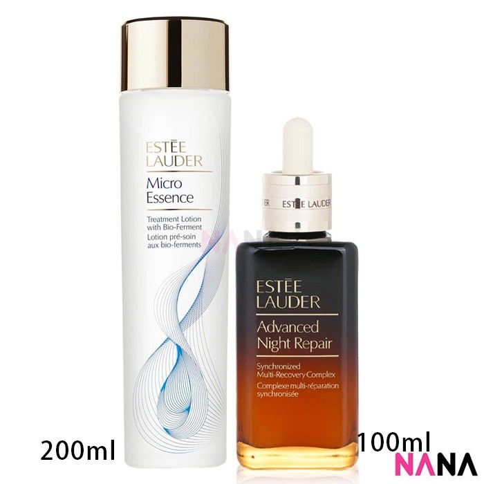 Estée Lauder Micro Essence Treatment Lotion with Bio-Ferment 200ml + Advanced Night Repair 100ml น้ำตบเพิ่มความชุ่มชื้นยาวนานช่วยลดเลือนรูขุมขน 200 มล. + เซรั่มบํารุงผิวหน้าและลดริ้วรอย 100 มล.