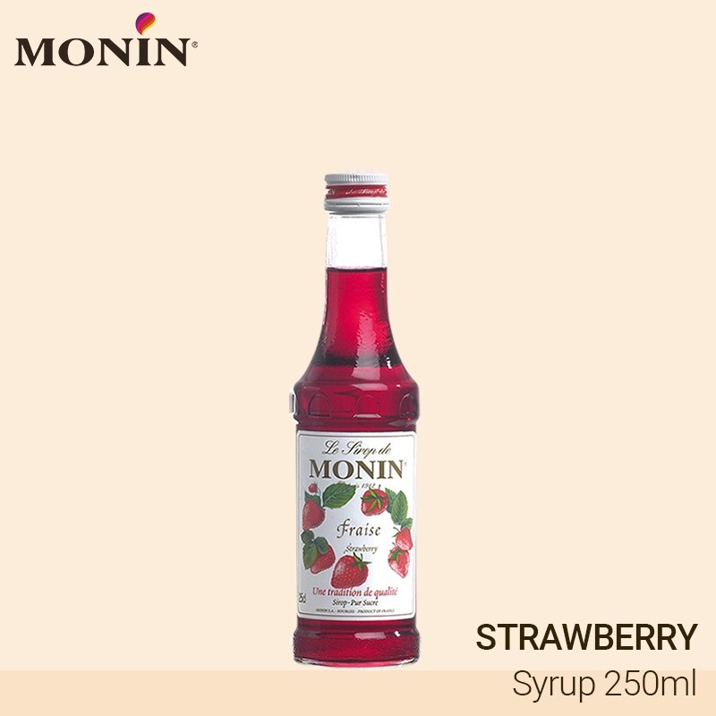 🌟พร้อมส่ง🌟Monin Strawberry Syrup 250 ml 1 bottleโมนิน สตรอว์เบอร์รี ไซรัป 250 มล. 1 ขวด
