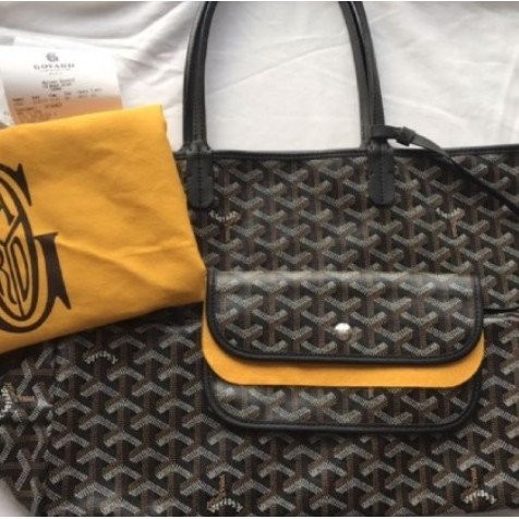 GOYARD กระเป๋าแม่สามีเพ้นท์มือสีดำ กระเป๋าสะพาย กระเป๋าช้อปปิ้ง St. Louis PM ใบเล็ก สำเร็จรูป