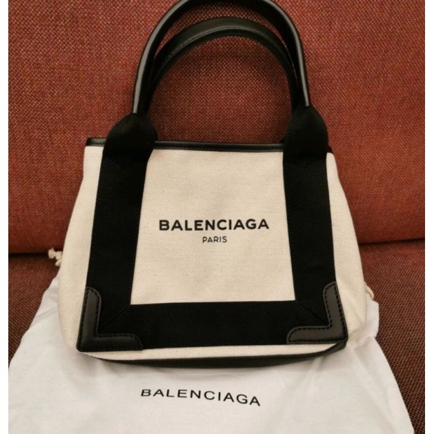 กระเป๋าผ้าแคนวาส BALENCIAGA มือสอง mini NAVY CABAS XS กระเป๋าสะพายข้างแบบพกพา กระเป๋าแม่