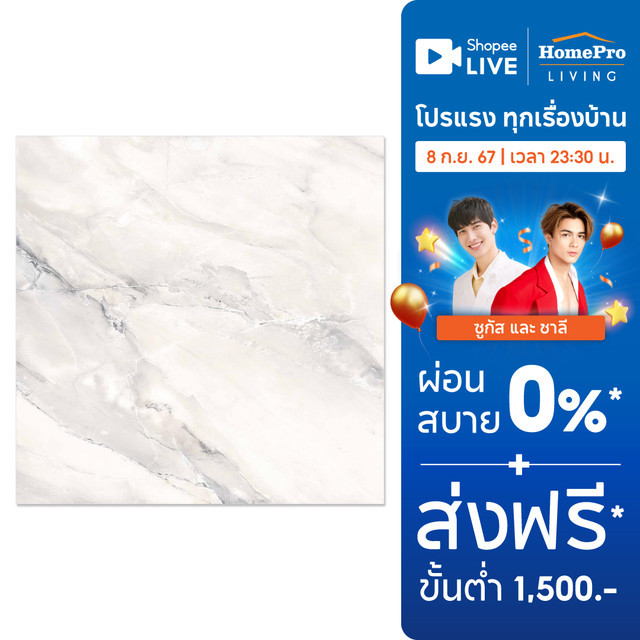 HomePro กระเบื้องพื้น 60x60 ซม. TARA นินิว ไวท์ 1.44M2 แบรนด์ TARA