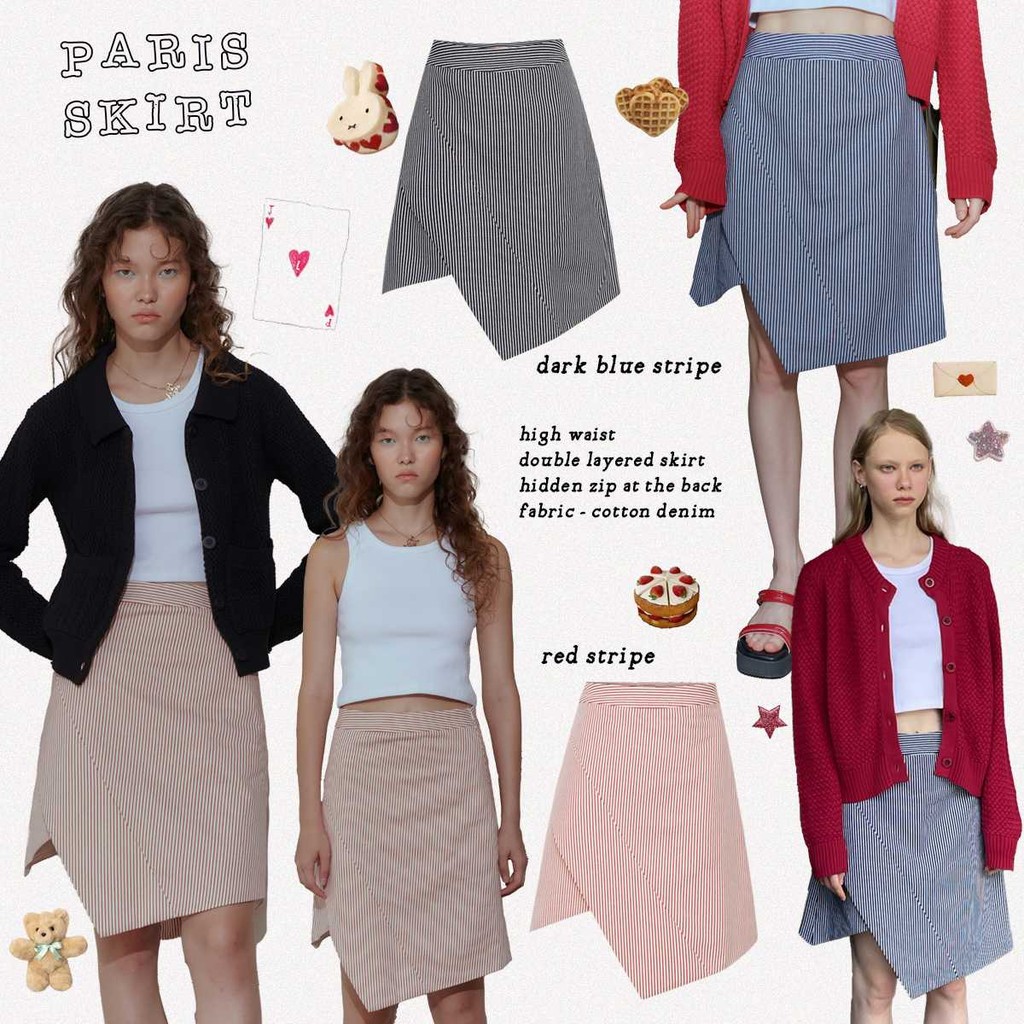 PARIS skirt - asymmetric stripe skirt