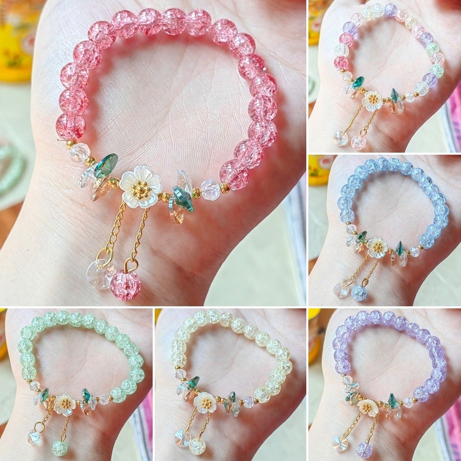 peach ผลึก สร้อยข้อมือ หญิง สตรอเบอร์รี่ พระอาทิตย์ ดอกไม้ น้องสาว แฟนสาว นักศึกษา ดอกเดซี่ เครื่องประดับ