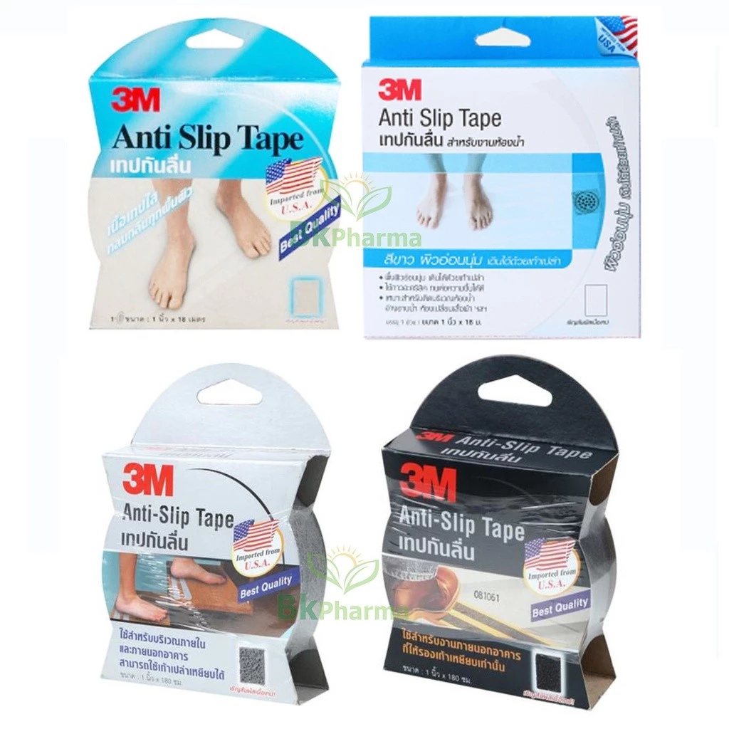 เทปกันลื่น 3M 1 นิ้ว x 1.8 เมตร งานห้องน้ำ งานภายนอกอาคาร สีขาว ใส เทา ดำ 3เอ็ม เทปกันลื่นชนิดม้วน Anti-Slip Tape 1 ม้วน