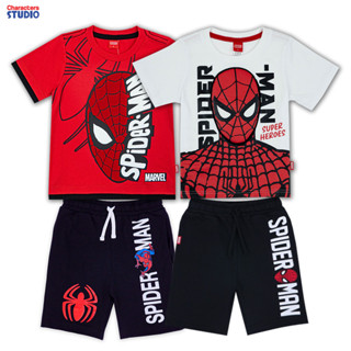 Marvel เสื้อยืด-กางเกงเด็ก สไปเดอร์แมนตัดต่อซาลาเปาเป็นกระเป…