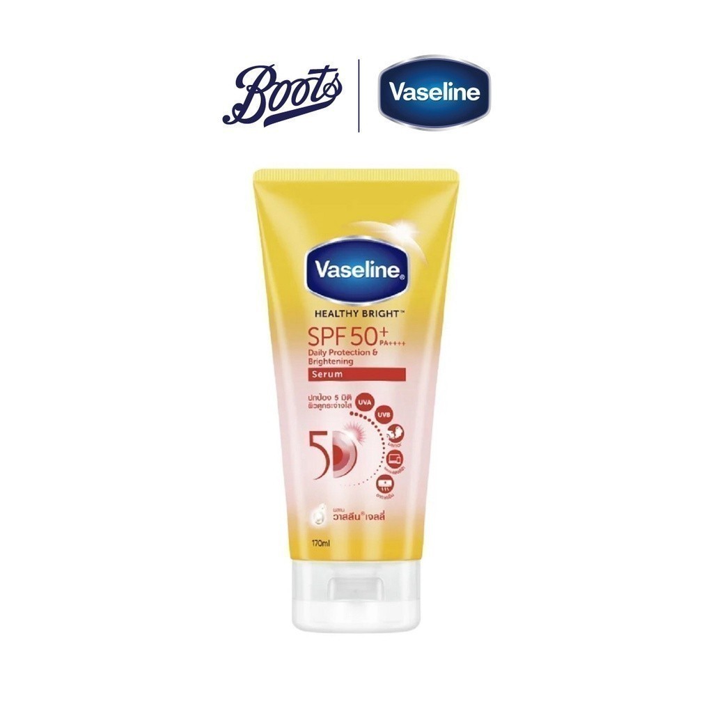 Vaseline วาสลีน เฮลธี ไบรท์ เอสพีเอฟ 50+ พีเอ++++ เดลี่ โพรเทคชั่น & ไบรท์เทนนิ่ง เซรั่ม 170มล.