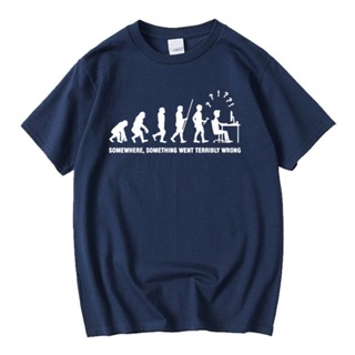 เสื้อยืดแขนสั้น ผ้าฝ้ายแท้ พิมพ์ลาย Darwin Evolution it Programmer Ape Code Thinking Geek Life Big Bang Xie Ears สําหรับผู้ชาย