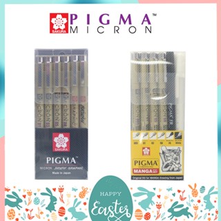 ปากกาตัดเส้นพิกม่า ซากุระ (SAKURA Pigma Pen) แบบหัวเข็ม เซ็ต 6 แท่ง