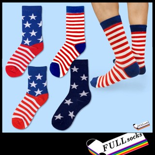 ถุงเท้า ลาย ธงชาติ อเมริกา ขนาด Free Size American Flag Socks_A21