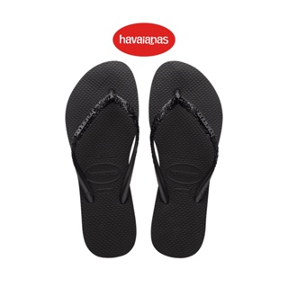 Havaianas รองเท้าแตะผู้หญิง Slim Glitter II Flip Flops - Black/Dark Grey รุ่น 41469754057BKGY (รองเท้าแตะ รองเท้าผู้หญิง รองเท้าแตะหญิง)