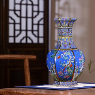 ♧◐Jingdezhen แจกันเซรามิคตกแต่งเลียนแบบ Qianlong โบราณ Porcelain ขวดจีนคลาสสิกห้องนั่งเล่นไวน์ตู้ตกแต่งตกแต่ง