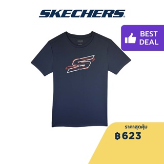 Skechers สเก็ตเชอร์ส เสื้อยืดแขนสั้นผู้ชาย Men Performance Running Short Sleeve Tee - SP22Q4M418-SEBL