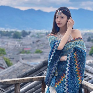 ✜∈สไตล์ชาติพันธุ์ผ้าคลุมไหล่เสื้อคลุมผู้หญิงยูนนาน Lijiang Dali เสื้อคลุมเดินทางสไตล์เดียวกับ Xu Hongdou และ Liu Yifei