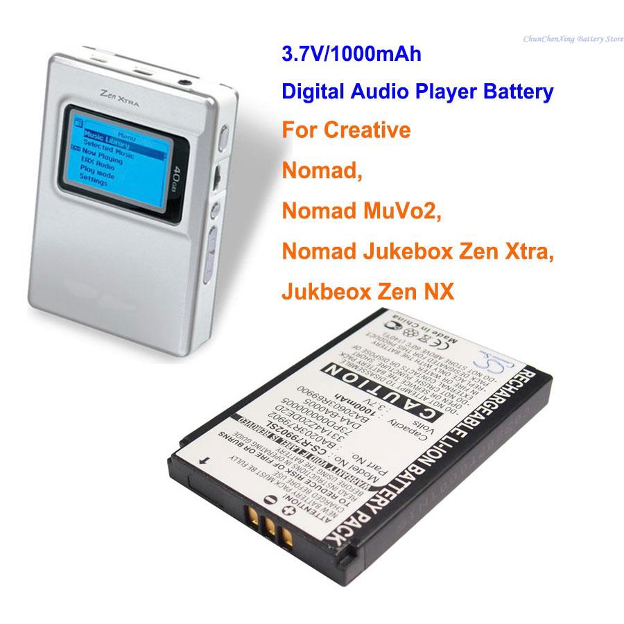 OrangeYu 1000mAh Media Player Battery for Creative Jukbeox Zen NX, Nomad, Nomad Jukebox Zen Xtra, No