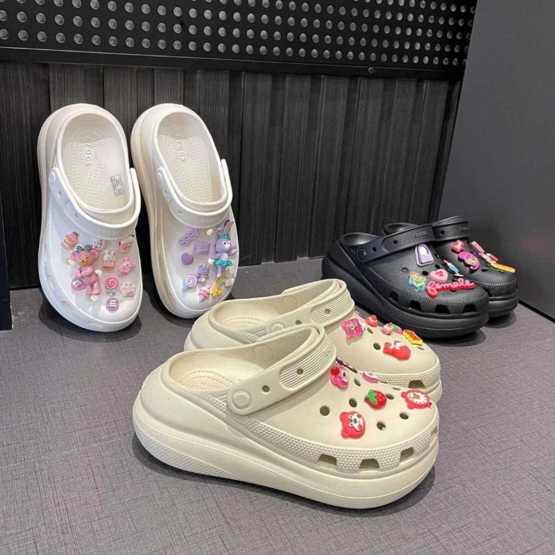 รองเท้าแตะคอส พื้นสูง รองเท้าแตะCrocs มีป้าย มีกล่อง มาแรง2024