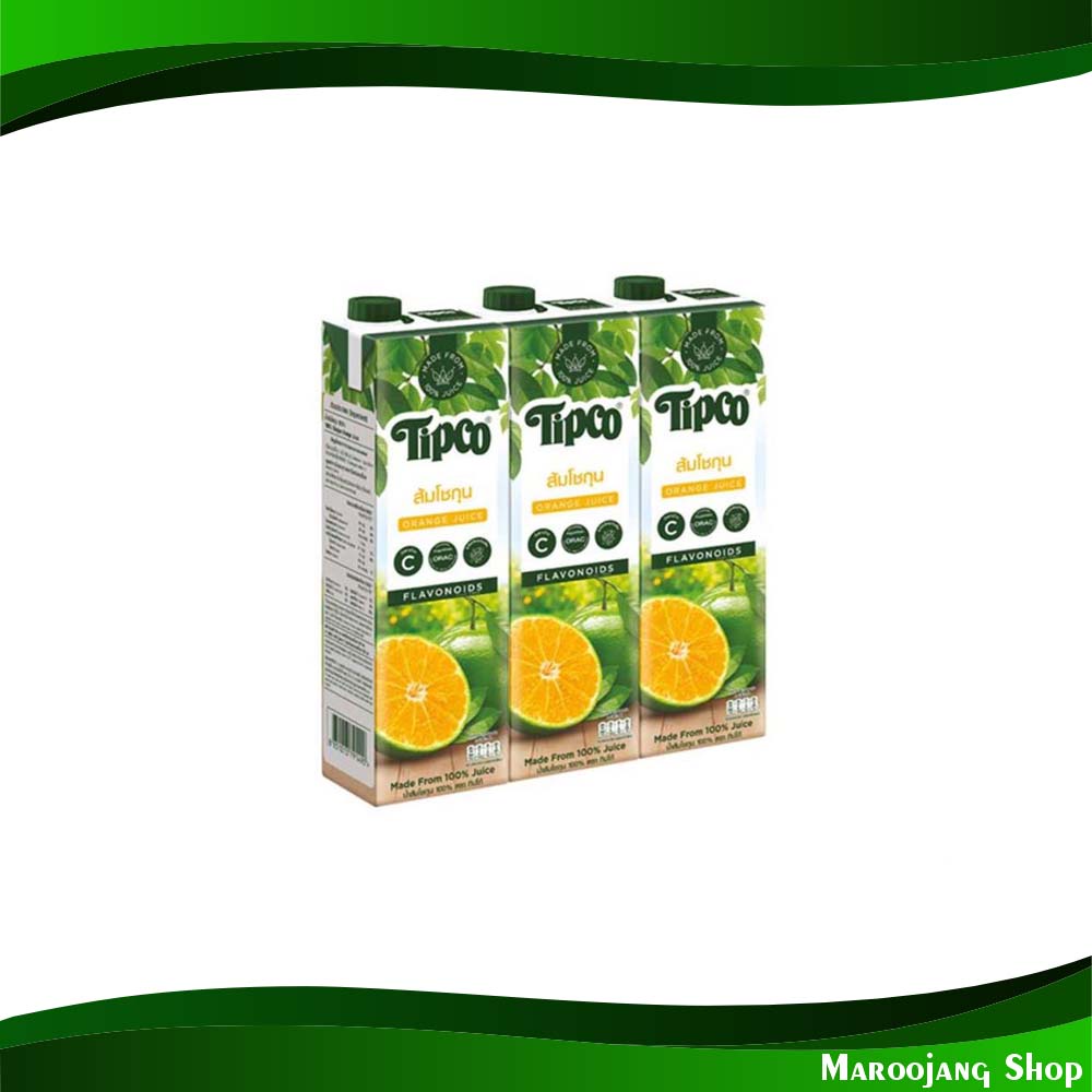 น้ำผลไม้ น้ำส้มโชกุน ทิปโก้ 1000 มล. (แพ็ค3กล่อง) Fruit Juice Shogun Orange Juice Tipco