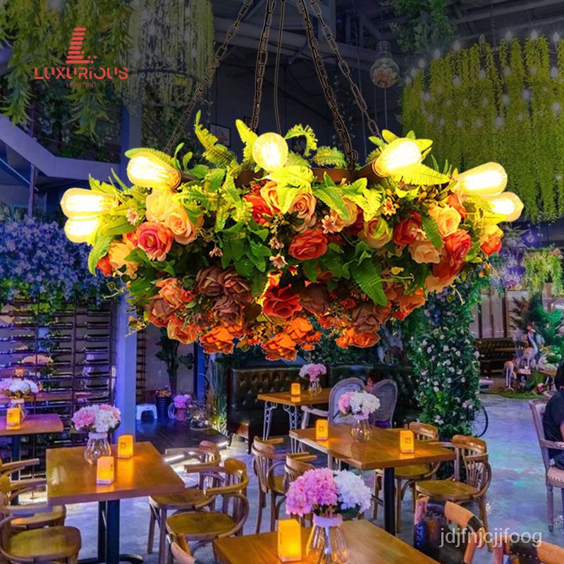Plant Flower Chandelier Music Dining Bar Green Plant Lamps Restaurant Barbecue Shop Hot Pot Restaura