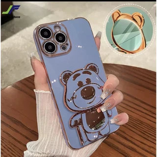 จากไทย เคสขาตั้ง สำหรับ Samsung A06 A07 A08 A05 A04 A03 ลาย หมีล็อตโซ่ กระจก แต่งหน้า ตั้งได้