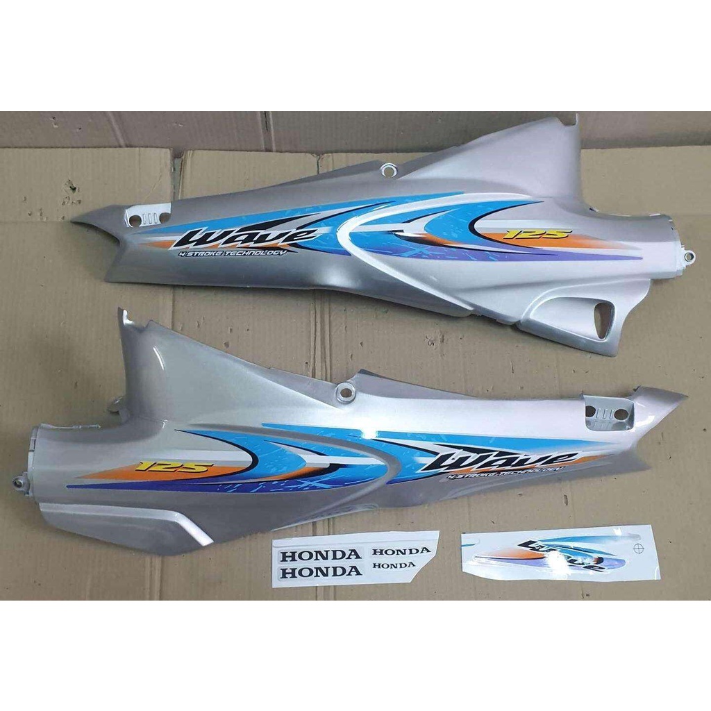 ฝาข้างท้ายยาว wave125 ฝากระเป๋า เวฟ125 ซ้ายขวา(พร้อมติดลาย) ชุดสี กาบรถ เฟรมรถ เปลือกรถ เวฟ125r wave125s