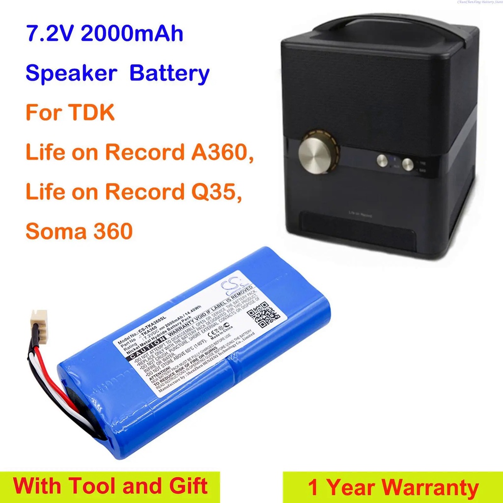 TMQQ OrangYu 2000mAh Speaker Battery for TDK Life on Record A360, Life on Record Q35, Soma 360