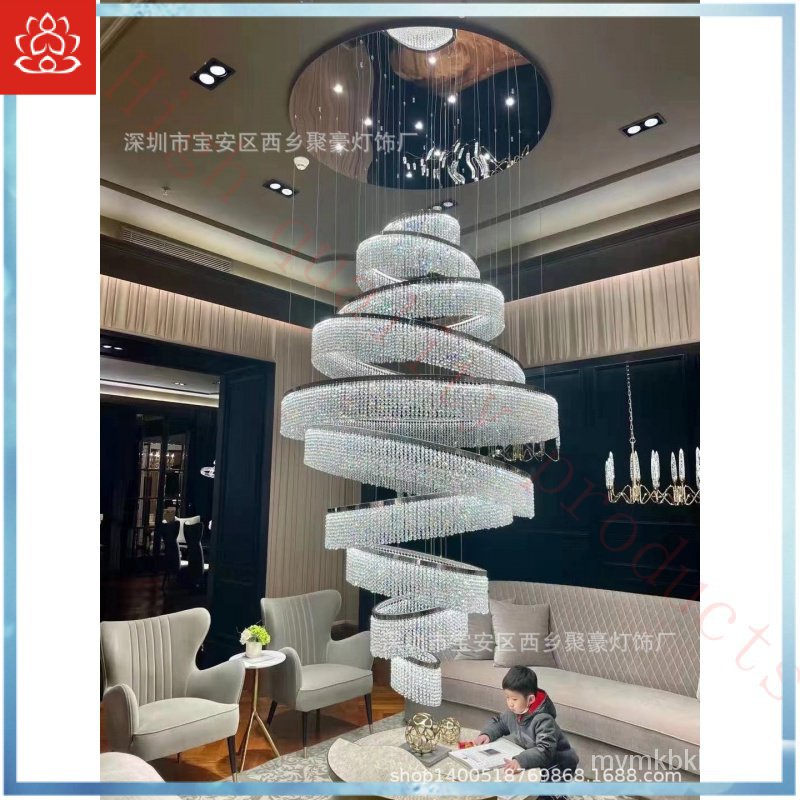 Stair Crystal Chandelier Duplex Building Villa Living Room Overhead Floor Duplex Lamp Shop Hall Simp