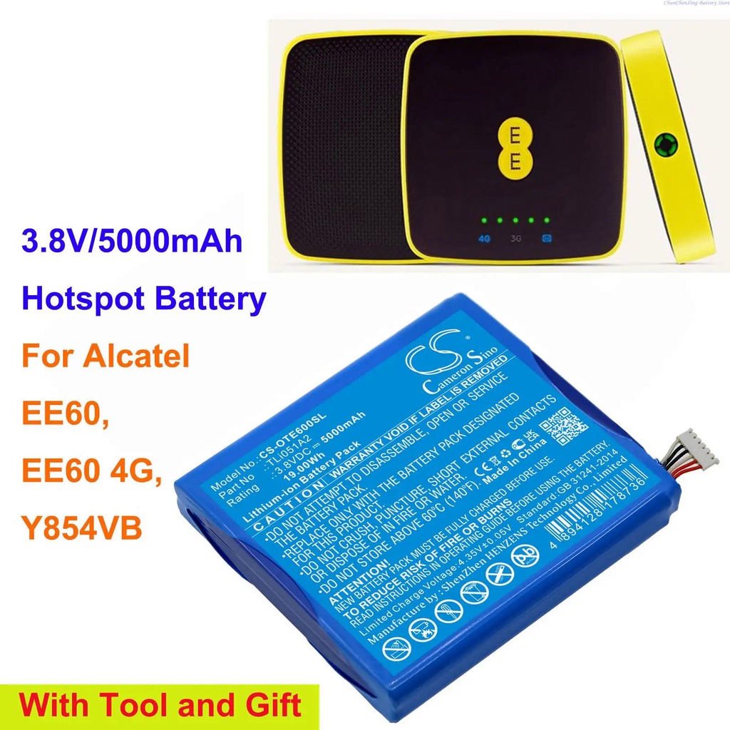 KBSF OrangeYu 5000mAh Hotspot Battery TLi051A2 for Alcatel EE60, EE60 4G, Y854VB