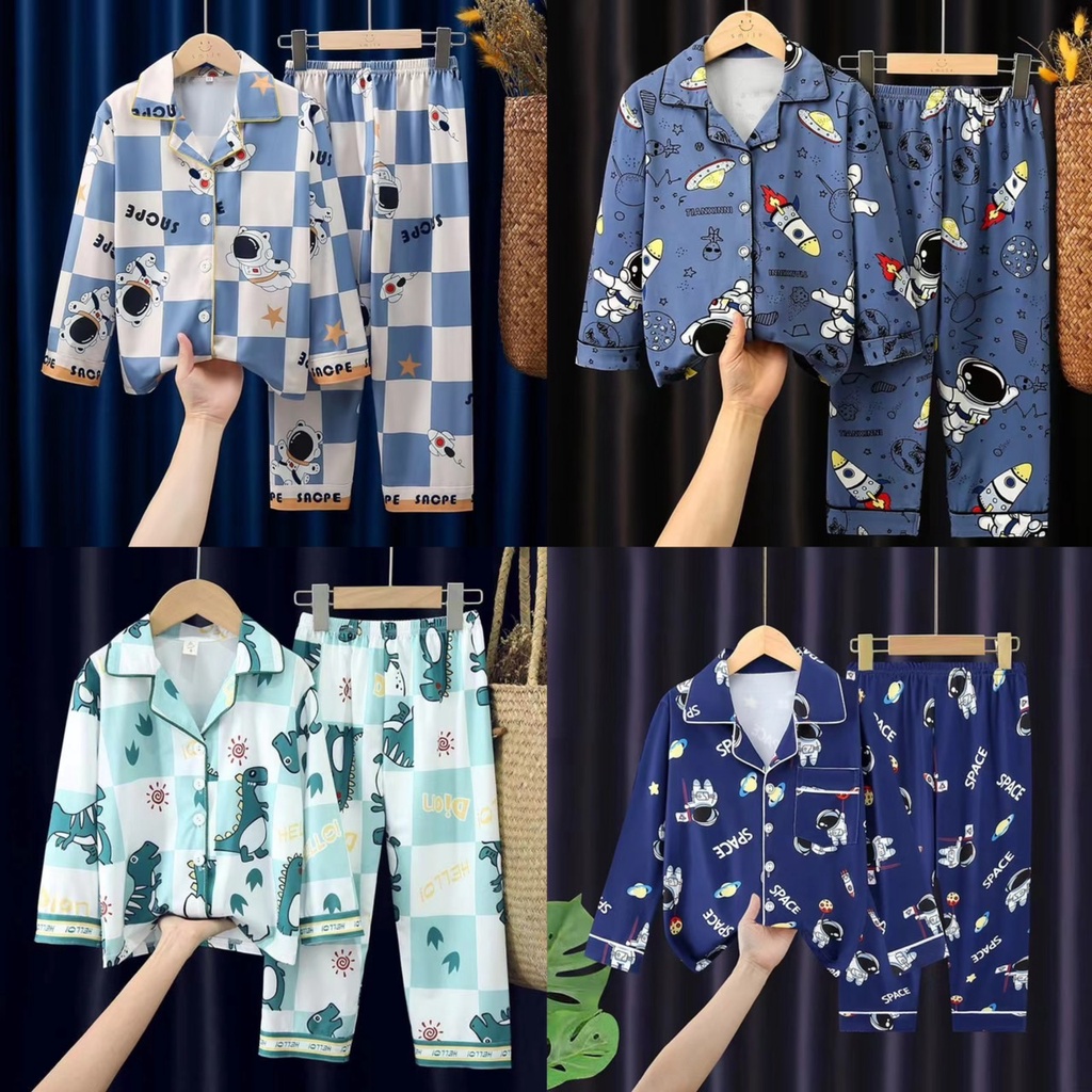 ลด10% โค้ด DDXDECW4 ชุดนอนเด็กแขนยาวขายาว ทรงเปิดอก นื้อผ้านุ่มใส่สบาย 110cm-150cm