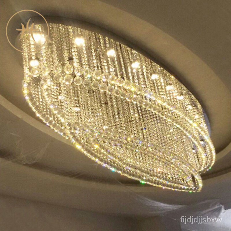 Oval Crystal LampledLiving Room Dining Room Ceiling Lamp Villa Hotel Club Lobby Non-Standard Enginee