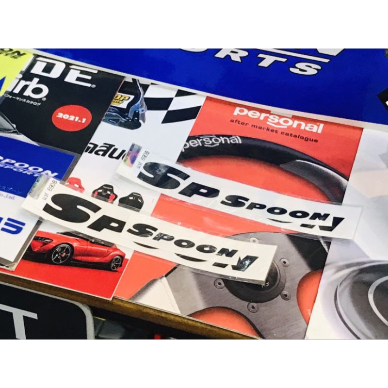 สติ๊กเกอร์ Spoon แท้ ชุด2แผ่น ติดรถ ติดกระจก แต่งรถ สติ้กเกอร์ สปูน สีดำ sticker car ติดแน่น ทนทาน สวยมาก