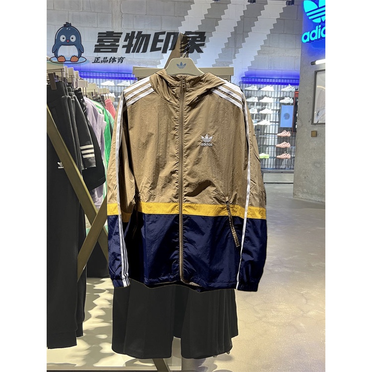 ✕Adidas Clover Classic Men s Autumn Striped Color Block Casual Hooded Jacket IN0996IN0995