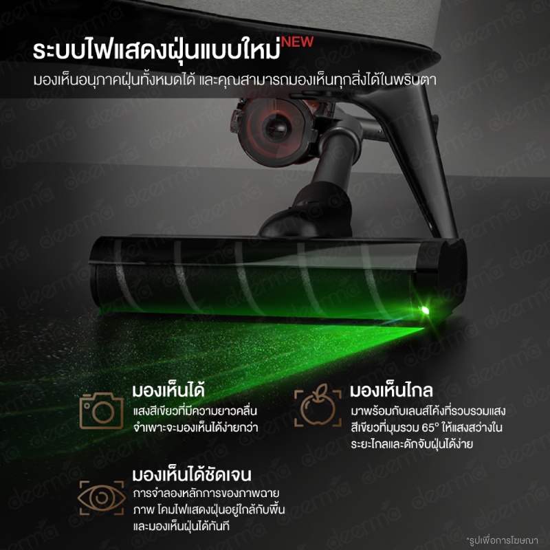 Deerma เครื่องดูดฝุ่นไร้สาย T30 ไฟส่องฝุ่น Vacuum Cleaner เครื่องดูดฝุ่นมือถือ 23kPa พกพาสะดวก - รูปที่ 3