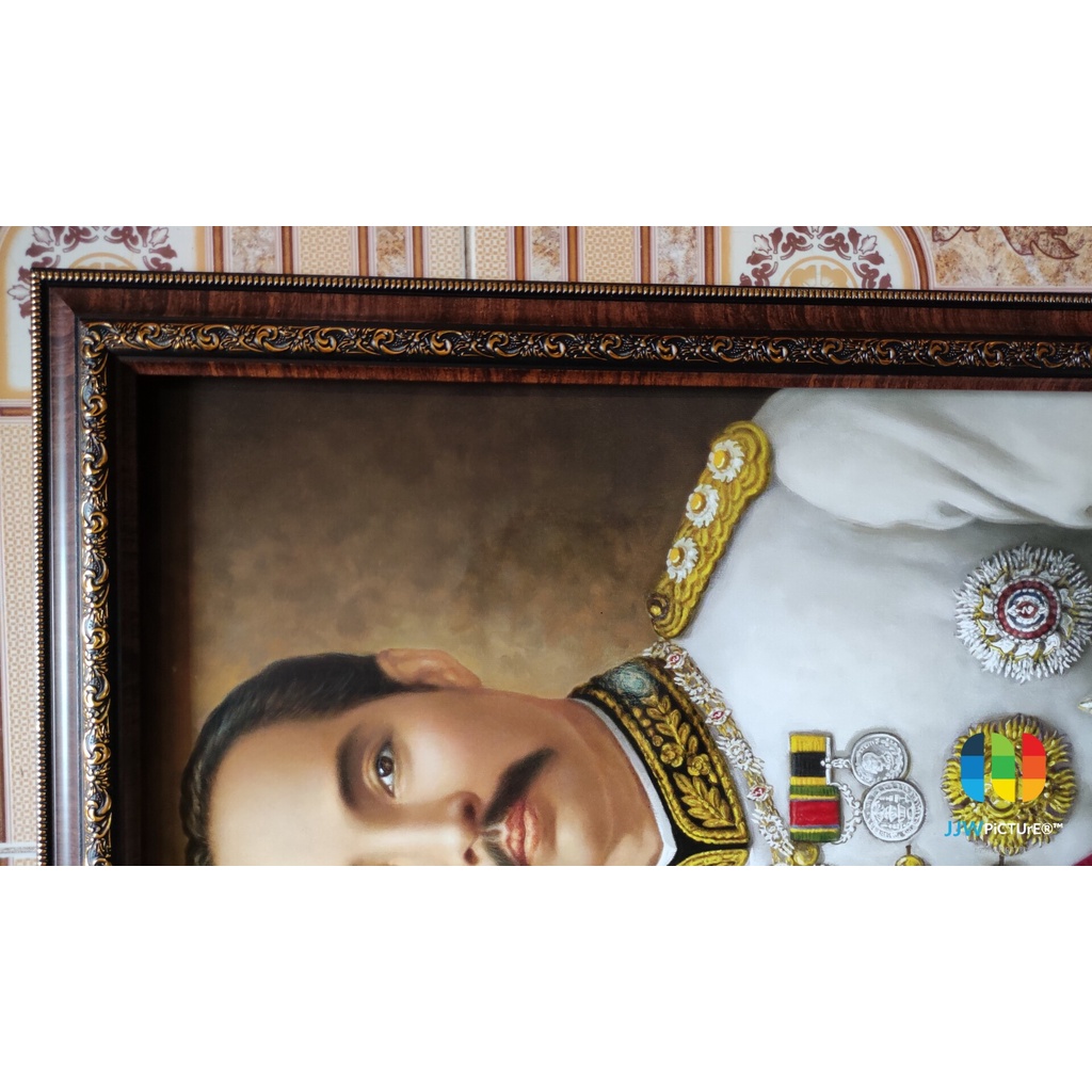 King Rama 5 auspicious glass photo frame, size 18 × 23 "inches or 45.7 × 58.4 centimeters