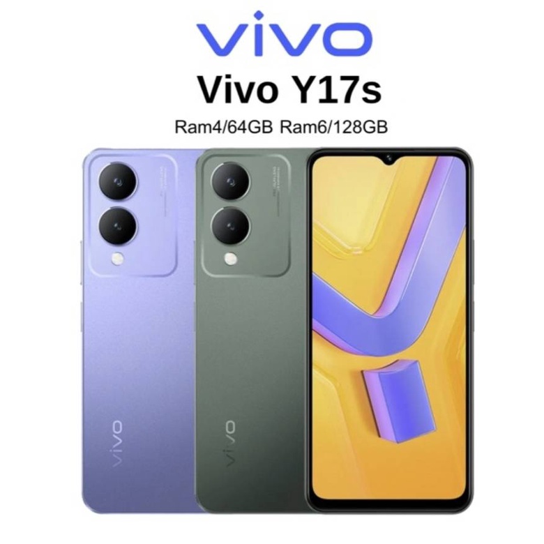โทรศัพท์มือถือ Vivo Y17s (Ram 4GB Rom 64GB)หน้าจอ6.56 กล้องหน้า8MPกล้องหลัง50+2MPแบตเตอรี่ 5000mAh เครื่องแท้ ประกันศูนย