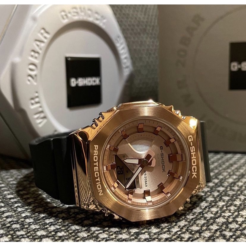 G-Shock Mini ทรงAPกรอบ Metal Face สีPink Gold ตัวใหม่ล่าสุด GM-S2100PG-1A4