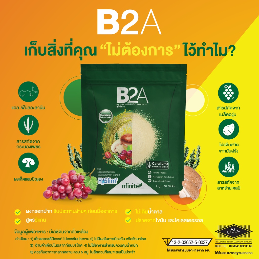 บี2เอB2A บล็อคแป้ง น้ำตาล ไขมัน