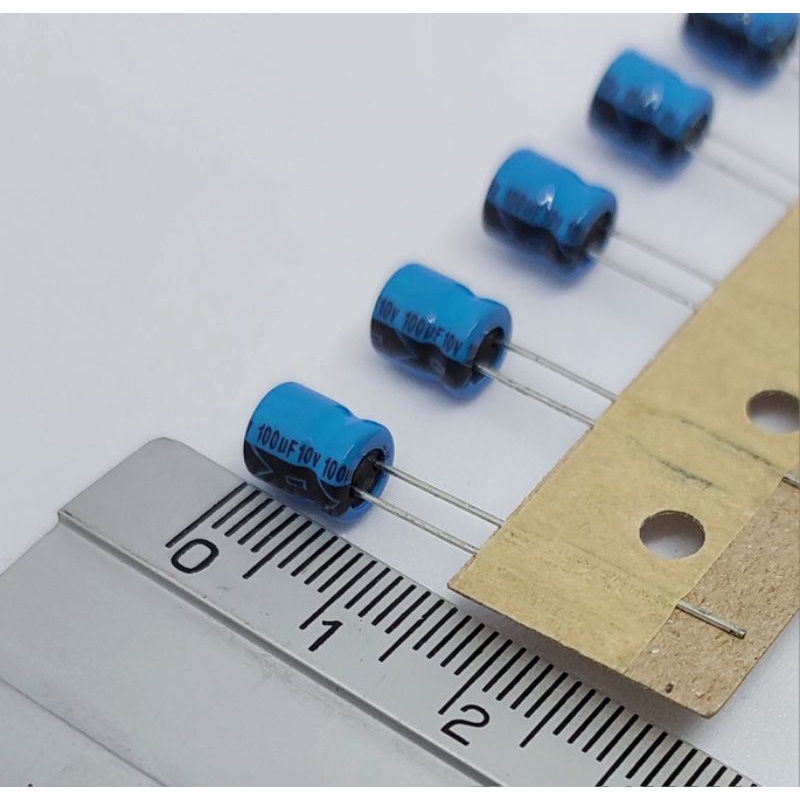 (แพ็ค 10 ตัว) คาปาซิเตอร์ 100uF 10V , Electrolytic Capacitor 100uF 10V , ตัวเก็บประจุ อิเล็กโตไลท์ 1