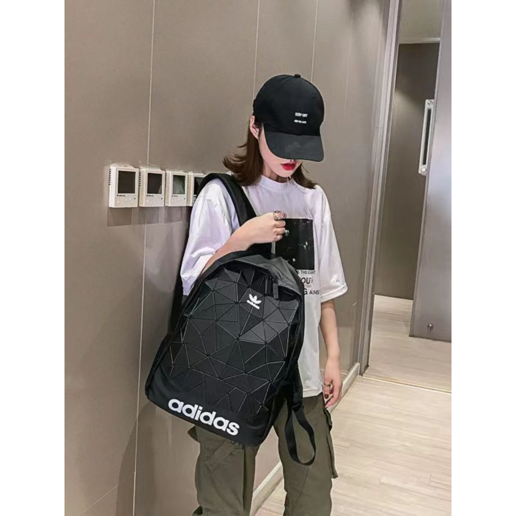 ┅◘Adidas Adidas Clover Diamond Backpack Men s Junior High School Student School Bag Outdoor Travel Backpack Women