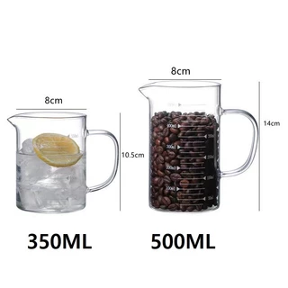 INK CAFE ถ้วยตวงแก้ว 350/500 มล.มีสเกล ทนร้อน เข้าไมโครเวฟได้ QA8B