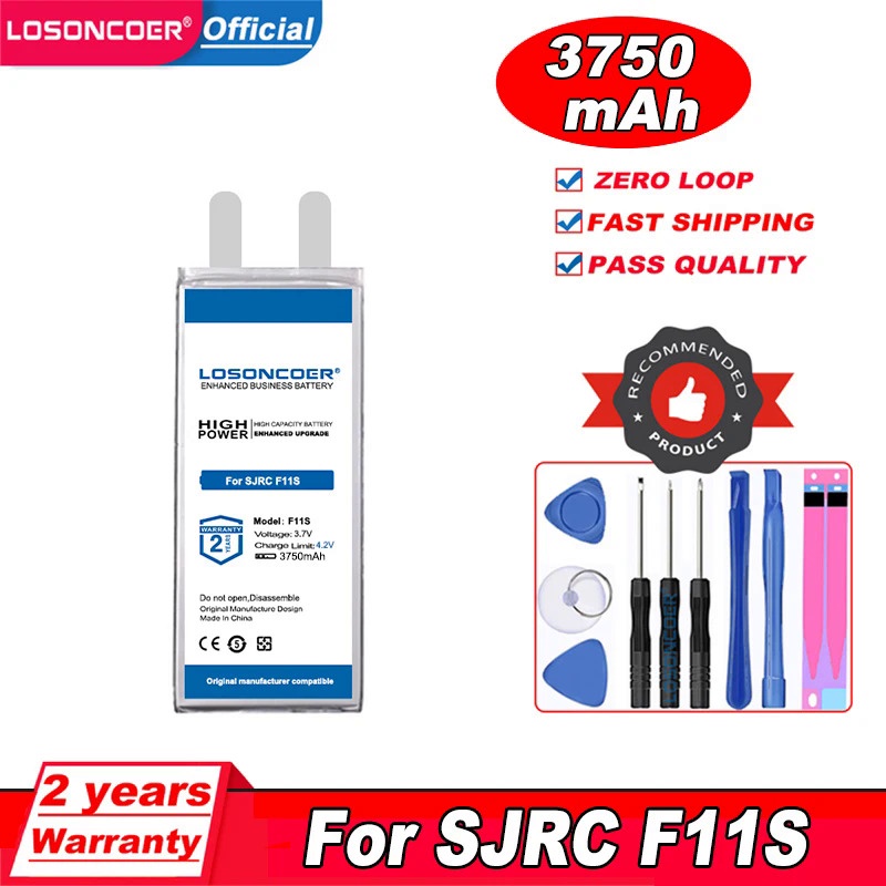 LOSONCOER แบตเตอรี่3750MAh สำหรับ SJRC F11S Drone พร้อมแบตเตอรี่ทรงพลัง Fly ไกลและยาวขึ้น DIY เชื่อม