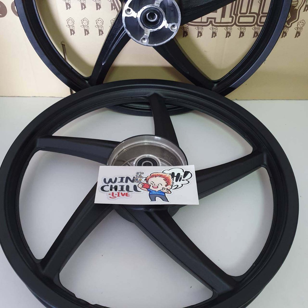 ล้อแม็ก WAVE110i / WAVE125ปลาวาฬ สีดำ ล้อแม็ก ขอบ17 **5ก้านเดิม** ลายเดิมติดรถ WAVE110i ใหม่ 2009-2020 + ลูกปืน + บูชกลางล้อ + ซีลกันฝุ่น ล้อแม็กเวฟ110i - รูปที่ 2