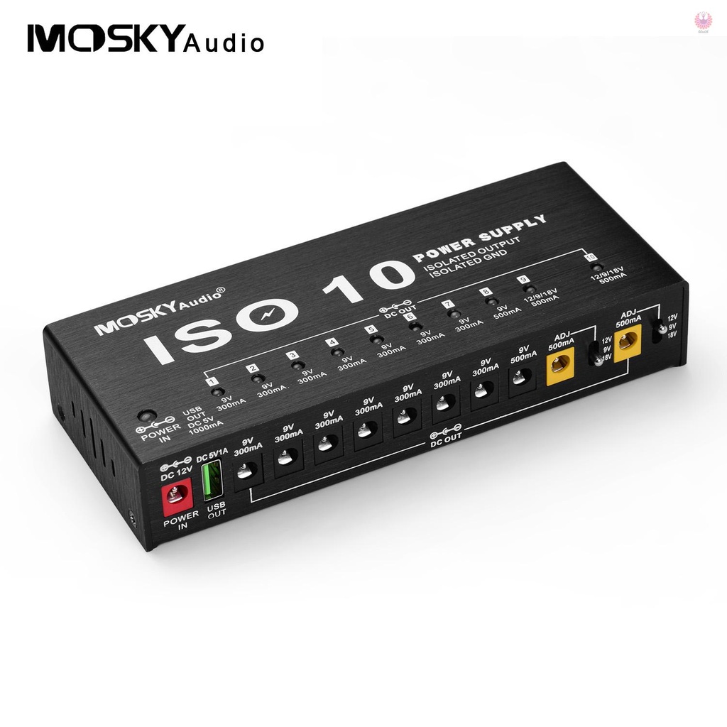 [Stock Ready]MOSKYAudio ISO-10 Portable Guitar Effect Power Supply Station 10 Isolated DC Outputs &amp; One 5V USB Output