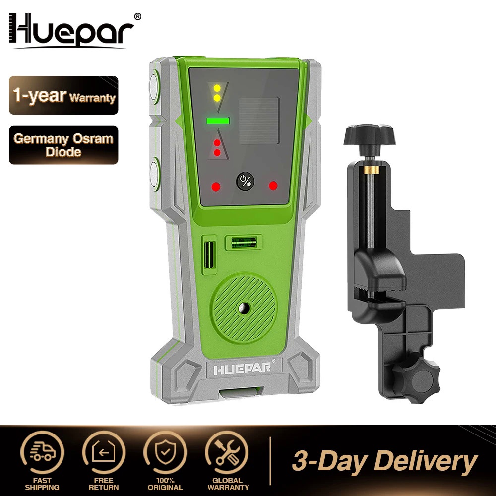 Huepar Laser Level Receiver Detector With Pulsing Line Electric Leveling Vertical Horizontal Lines With Double Lamp 90 D