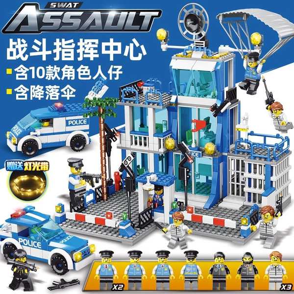 lego 2023การสร้างบล็อกทหารปริศนาใหม่ประกอบตำรวจเมืองเครื่องบินของเล่นเด็กรถเด็กชายเลโก้