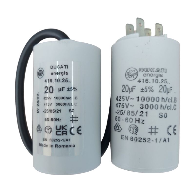 คอนเดนเซอร์ C20uF450V มีทั้งแบบสาย และแบบเสียบ