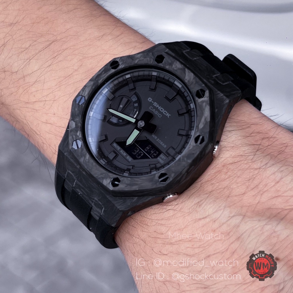 G-Shock All in Black New Arrival with Carbon Fiber bezel and black rubber strap