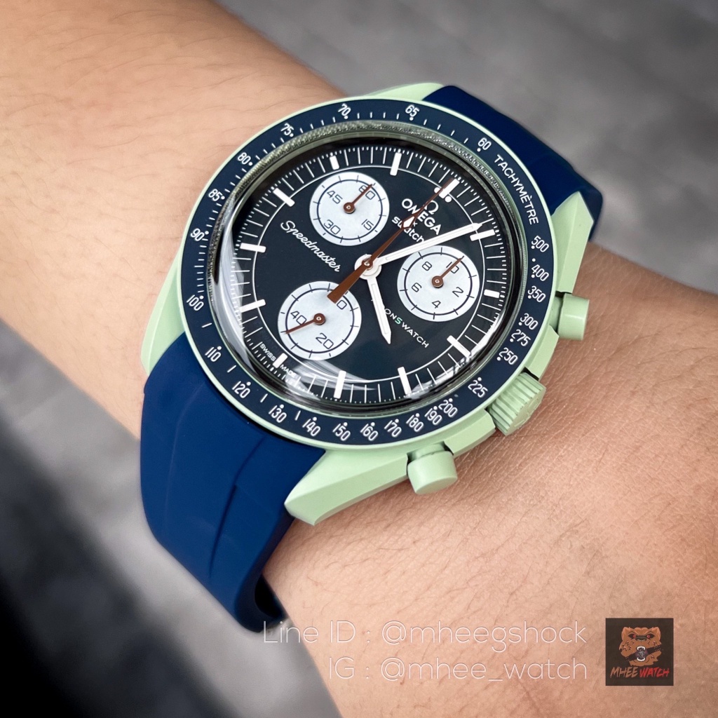 สวอช โอเมก้า Mission to Earth With Rubber Straps Blue Color for Free